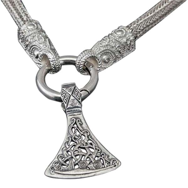 Cadena y hacha vikinga 100% plata maciza coleccionista