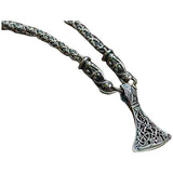 Machado viking e corrente em prata de lei, joias artesanais