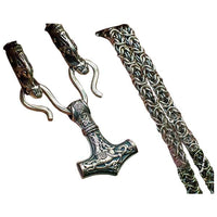 Cadena vikinga de plata y colgante vikingo Mjolnir estilo Mammen