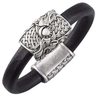 Bracelet cuir avec têtes de loup Sköll et Hati