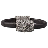 Bracelet cuir avec têtes de loup | vikingceltic.fr
